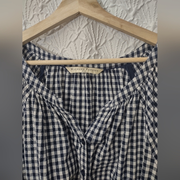 eShakti Black and White Gingham Long Sleeve Dress - Picture 3 of 10